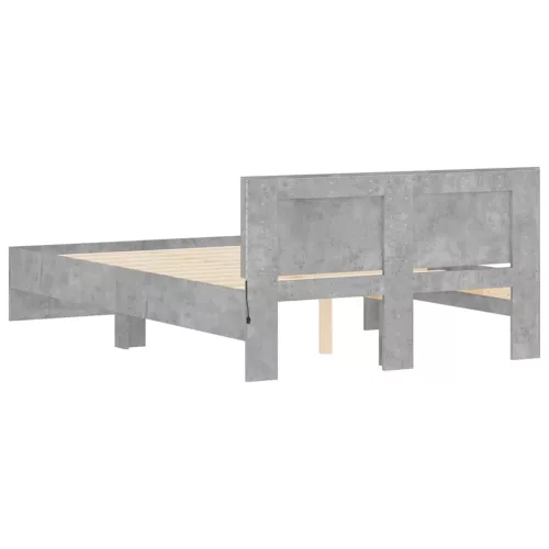  betonszürke ágykeret fejtámlával és LED-del 120x190 cm