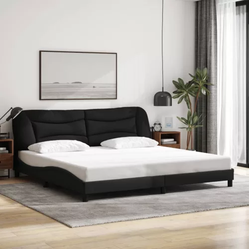  fekete szövet ágykeret matrac nélkül 200 x 200 cm