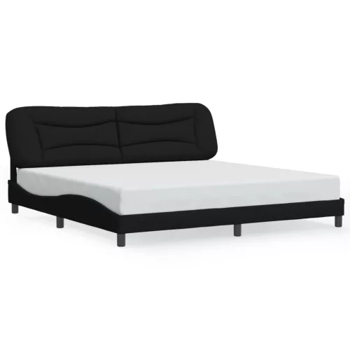  fekete szövet ágykeret matrac nélkül 200 x 200 cm