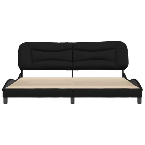  fekete szövet ágykeret matrac nélkül 200 x 200 cm