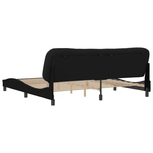  fekete szövet ágykeret matrac nélkül 200 x 200 cm