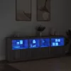  szürke sonoma tálalószekrény LED-világítással 202x37x67 cm