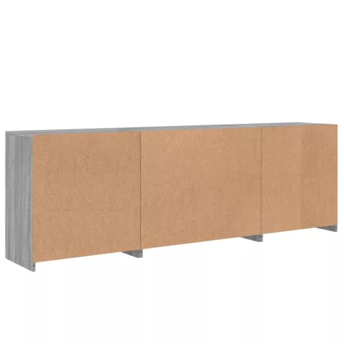  szürke sonoma tálalószekrény LED-világítással 202x37x67 cm