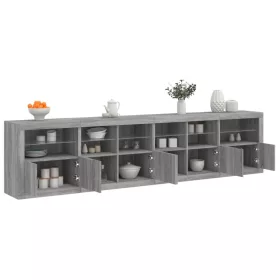    szürke sonoma tálalószekrény LED-világítással 283x37x67 cm