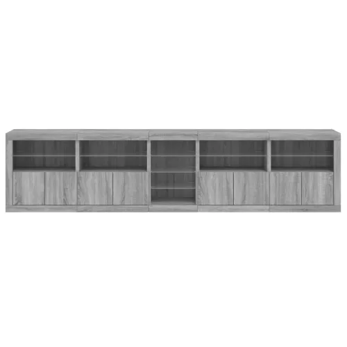  szürke sonoma tálalószekrény LED-világítással 283x37x67 cm