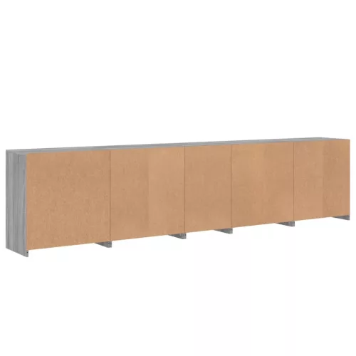  szürke sonoma tálalószekrény LED-világítással 283x37x67 cm