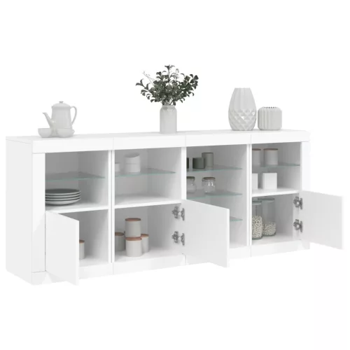  fehér tálalószekrény LED-világítással 164 x 37 x 67 cm