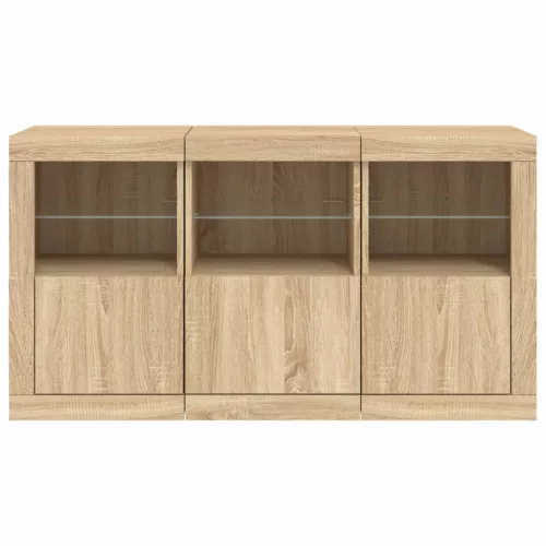  sonoma tölgy színű tálalószekrény LED-világítással 123x37x67 cm