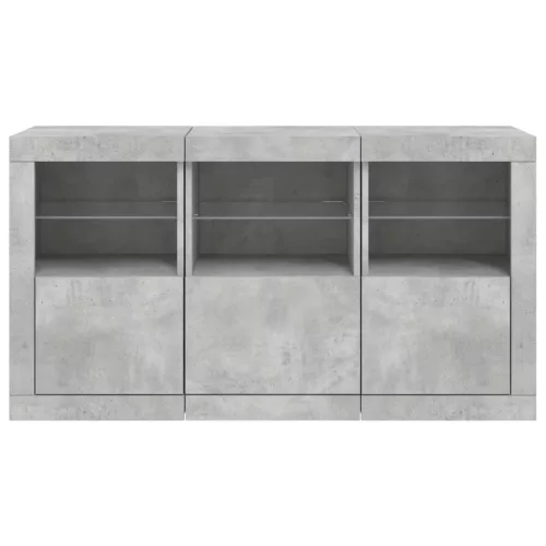  betonszürke tálalószekrény LED-világítással 123 x 37 x 67 cm