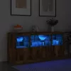  füstös tölgy színű tálalószekrény LED-ekkel 142,5 x 37 x 67 cm