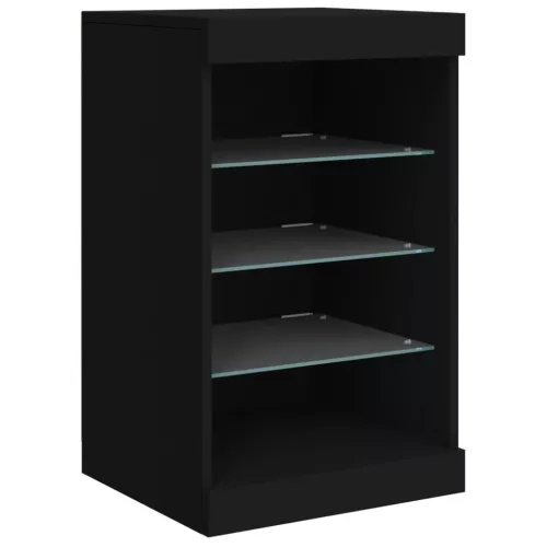  fekete tálalószekrény LED-világítással 123 x 37 x 67 cm