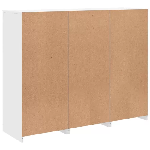  3 db fehér szerelt fa tálalószekrény LED-ekkel