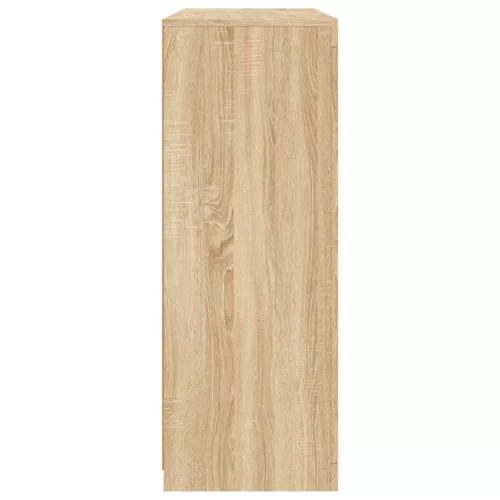  3 db sonoma tölgy színű szerelt fa tálalószekrény LED-ekkel