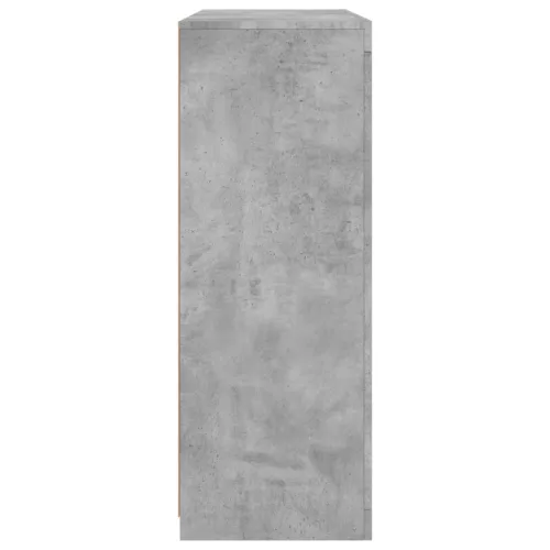  3 db betonszürke szerelt fa tálalószekrény LED-ekkel