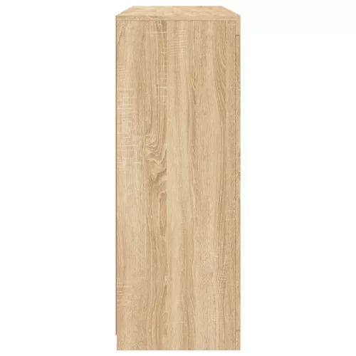  3 db sonoma tölgy színű szerelt fa tálalószekrény LED-ekkel