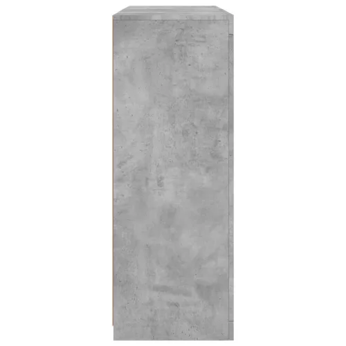  3 db betonszürke szerelt fa tálalószekrény LED-ekkel