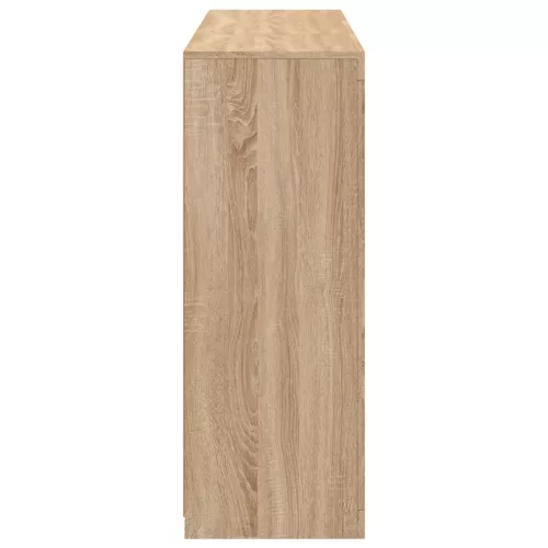  3 db sonoma tölgy színű szerelt fa tálalószekrény LED-ekkel