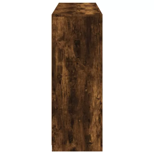  3 db füstös tölgy színű szerelt fa tálalószekrény LED-ekkel