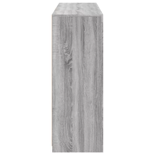  3 db szürke sonoma színű szerelt fa tálalószekrény LED-ekkel