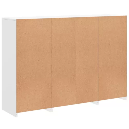  3 db fehér szerelt fa tálalószekrény LED-ekkel