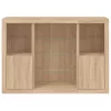  3 db sonoma tölgy színű szerelt fa tálalószekrény LED-ekkel