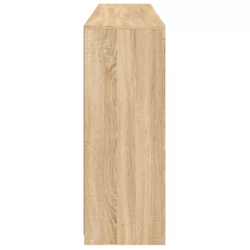  3 db sonoma tölgy színű szerelt fa tálalószekrény LED-ekkel