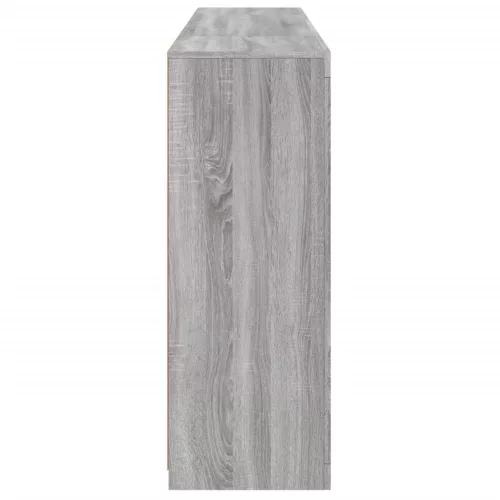  3 db szürke sonoma színű szerelt fa tálalószekrény LED-ekkel