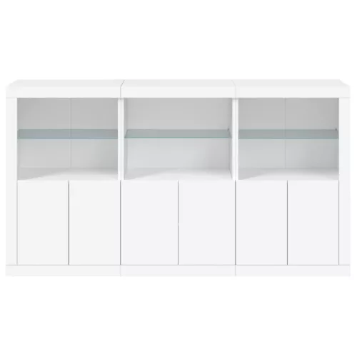  fehér tálalószekrény LED-világítással 181,5 x 37 x 100 cm