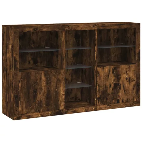  füstös tölgy színű tálalószekrény LED-ekkel 162 x 37 x 100 cm