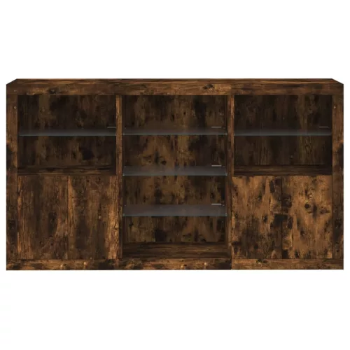  füstös tölgy színű tálalószekrény LED-ekkel 181,5 x 37 x 100 cm