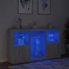  szürke sonoma színű tálalószekrény LED-ekkel 181,5x37x100 cm