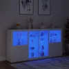  fehér tálalószekrény LED-világítással 202 x 37 x 100 cm