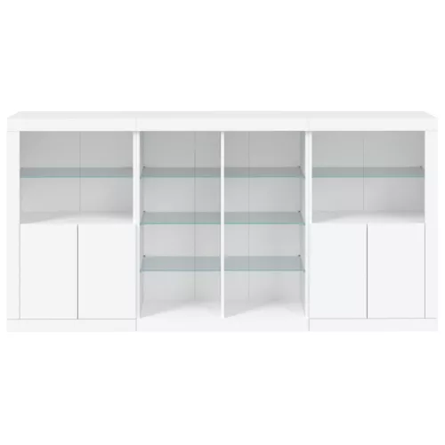  fehér tálalószekrény LED-világítással 202 x 37 x 100 cm