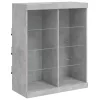  betonszürke tálalószekrény LED-világítással 202 x 37 x 100 cm