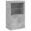  betonszürke tálalószekrény LED-világítással 202 x 37 x 100 cm