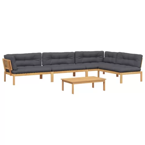  5 részes tömör akácfa kerti raklap ülőgarnitúra párnával