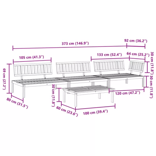  4 részes tömör akácfa kerti raklap ülőgarnitúra