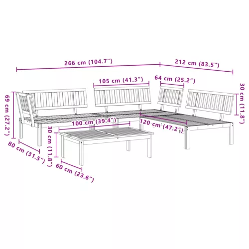  4 részes tömör akácfa kerti raklap ülőgarnitúra