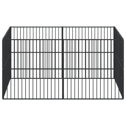  8 paneles fekete porszórt acél kutyajáróka