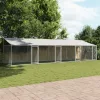  szürke horganyzott acél kutyaketrec tetővel és ajtókkal 8x2x2 m