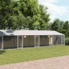  szürke horganyzott acél kutyaketrec tetővel és ajtókkal 10x2x2m