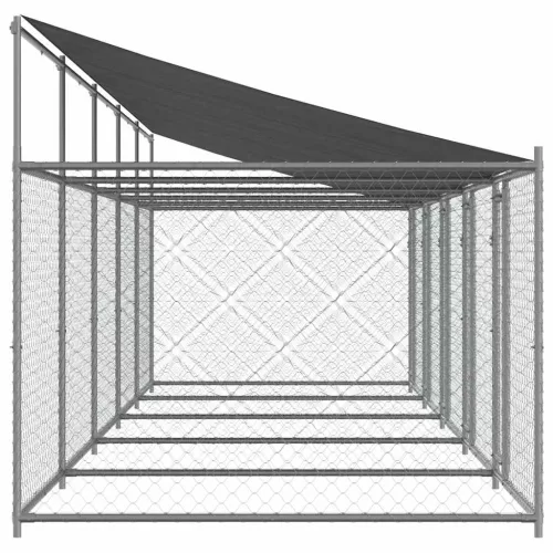  szürke horganyzott acél kutyaketrec tetővel és ajtókkal 10x2x2m