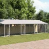 szürke horganyzott acél kutyaketrec tetővel és ajtókkal 12x2x2m
