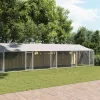  szürke horganyzott acél kutyaketrec tetővel és ajtókkal 12x2x2m