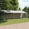  szürke horganyzott acél kutyaketrec tetővel és ajtókkal 6x2x2 m