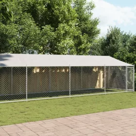    szürke horganyzott acél kutyaketrec tetővel és ajtóval 10x2x2m