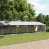  szürke horganyzott acél kutyaketrec tetővel és ajtóval 10x2x2m