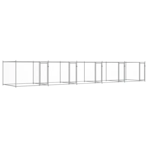  szürke horganyzott acél kutyaketrec ajtókkal 10 x 2 x 1,5 m