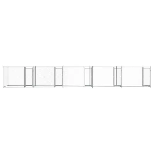  szürke horganyzott acél kutyaketrec ajtókkal 10 x 2 x 1,5 m