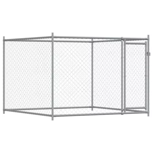  szürke horganyzott acél kutyaketrec ajtókkal 10 x 2 x 1,5 m